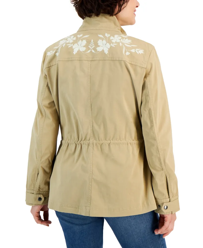 Style & Co Women's Floral-Embroidered Jacket, Created for Macy's