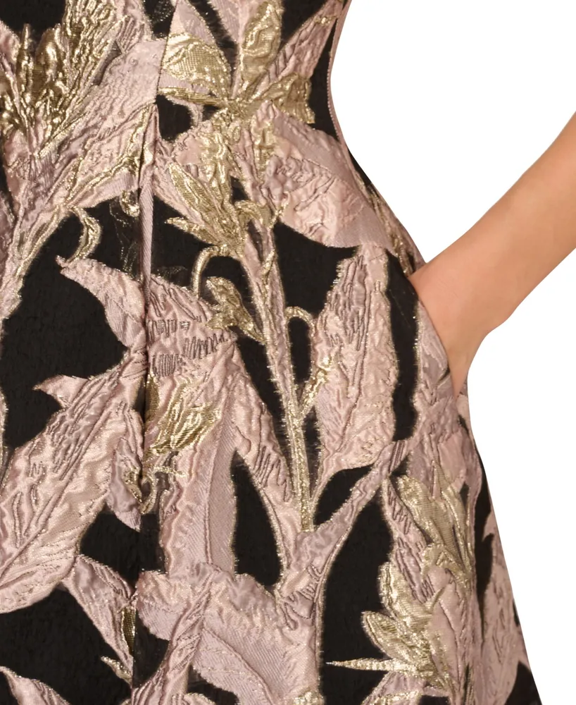 Adrianna Papell Women's Metallic Jacquard Midi Dress