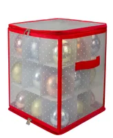 Northlight 12" Transparent Zip Up Christmas Storage Box, Holds 27 Ornaments