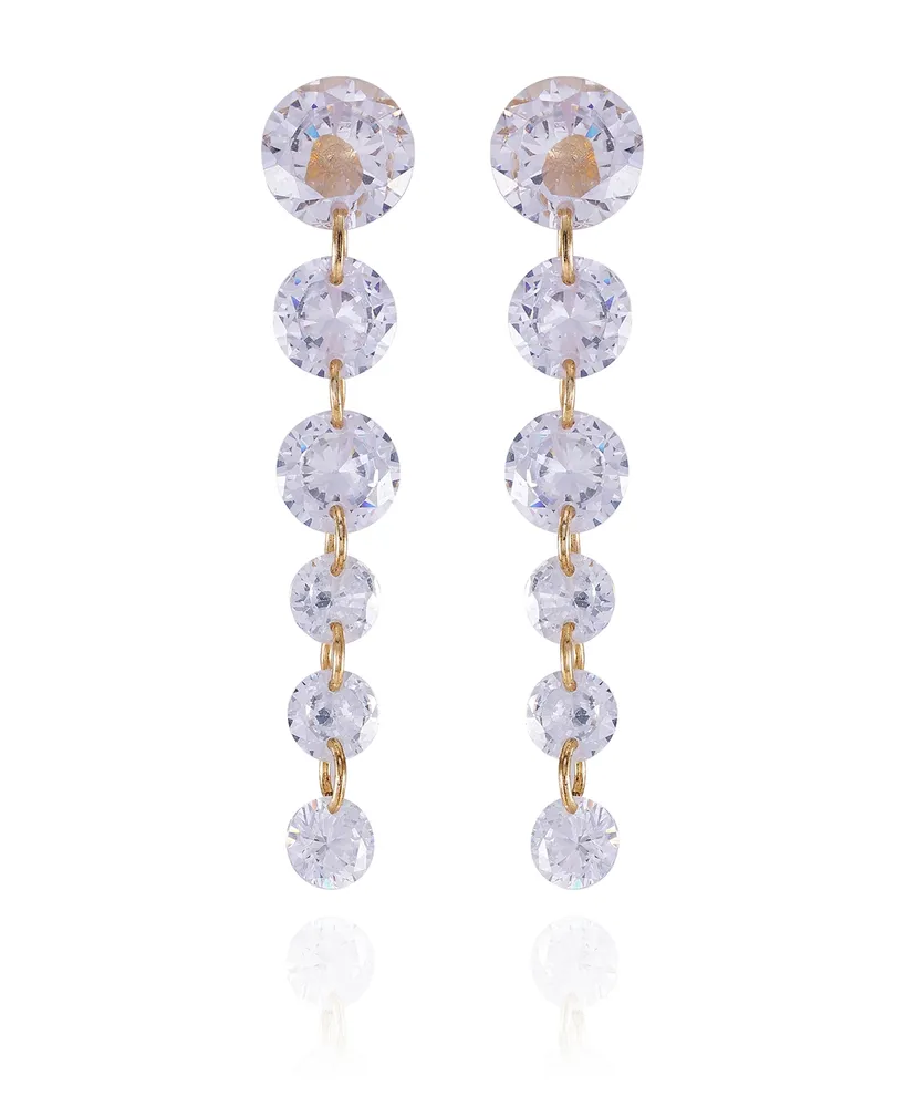 Vince Camuto Gold-Tone Clear Glass Stone Drop Earrings