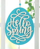 Glitzhome 17" H Easter Wooden Eggs Door Hanger, Set of 2
