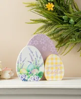 Glitzhome 7.75" H Easter Wooden Eggs Table Decor