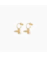 Bearfruit Jewelry Sterling Silver 18k Gold Plated Bee Cultured Pearl Earrings