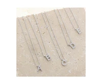 Crystal Initial Necklace - Silver