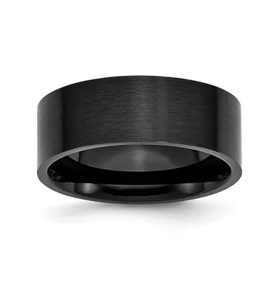 Chisel Stainless Steel Brushed Black Ip-plated 8mm Flat Band Ring