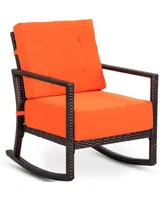 Patio Rattan Rocking Chair Rocker Armchair with Cushions