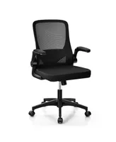 Swivel Mesh Office Chair with Foldable Backrest and Flip-Up Arms-Black