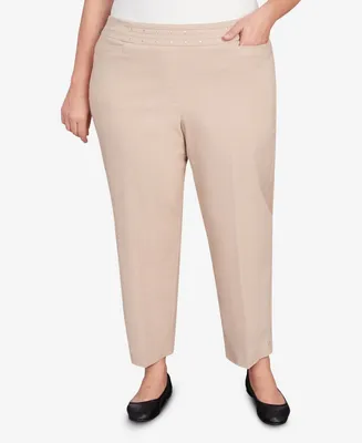 Alfred Dunner Plus Neutral Territory Embellished Waist Average Length Pants