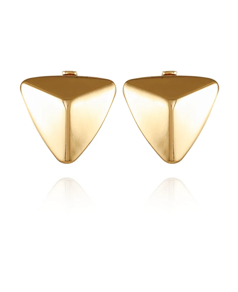 T Tahari Gold-Tone Pyramid Clip On Earrings