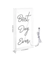 Jonathan Y Best Day Ever Contemporary Glam Acrylic Box Usb Operated Led Neon Light