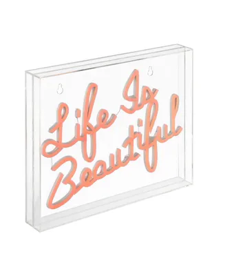 Life Is Beautiful Contemporary Glam Acrylic Box Usb Operated Led Neon Light