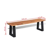 Bench Solid Acacia Wood 57.1"