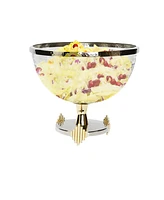 Classic Touch Stainless Steel Footed Glass Bowl with Symmetrical Design