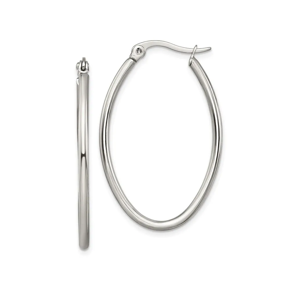 Chisel Stainless Steel Polished Oval Hoop Earrings