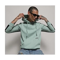 Campus Sutra Men's Sage Green Pullover Hoodie With Contrast Back