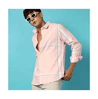 Campus Sutra Men's Pastel Striped Button Up Shirt