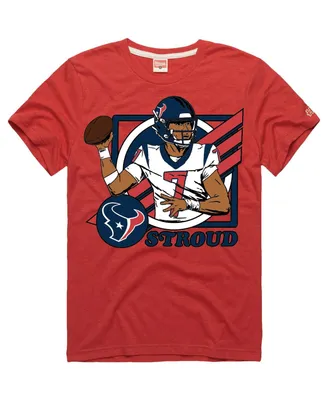Men's Homage C.j. Stroud Red Houston Texans 2023 Nfl Draft First Round Pick Caricature Tri-Blend T-shirt