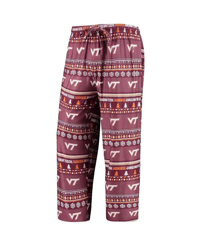 Men's Concepts Sport Maroon Virginia Tech Hokies Ugly Sweater Long Sleeve T-shirt and Pants Sleep Set