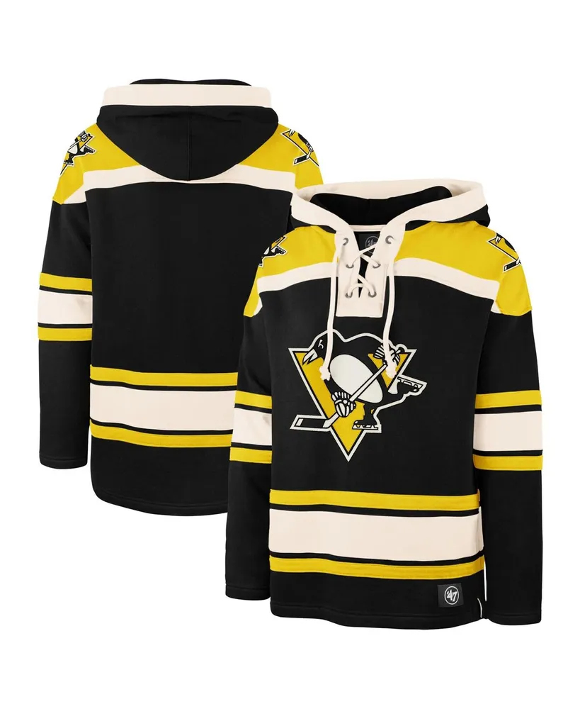 Men's '47 Brand Black Pittsburgh Penguins Big and Tall Superior Lacer Pullover Hoodie