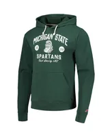 Men's League Collegiate Wear Green Distressed Michigan State Spartans Bendy Arch Essential Pullover Hoodie