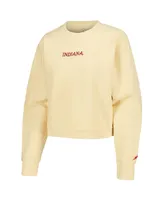 Women's League Collegiate Wear Cream Indiana Hoosiers Timber Cropped Pullover Sweatshirt