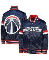 Big Boys Starter Navy Washington Wizards Home Game Varsity Satin Full-Snap Jacket