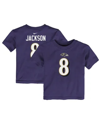 Toddler Boys and Girls Nike Lamar Jackson Purple Baltimore Ravens Player Name Number T-shirt
