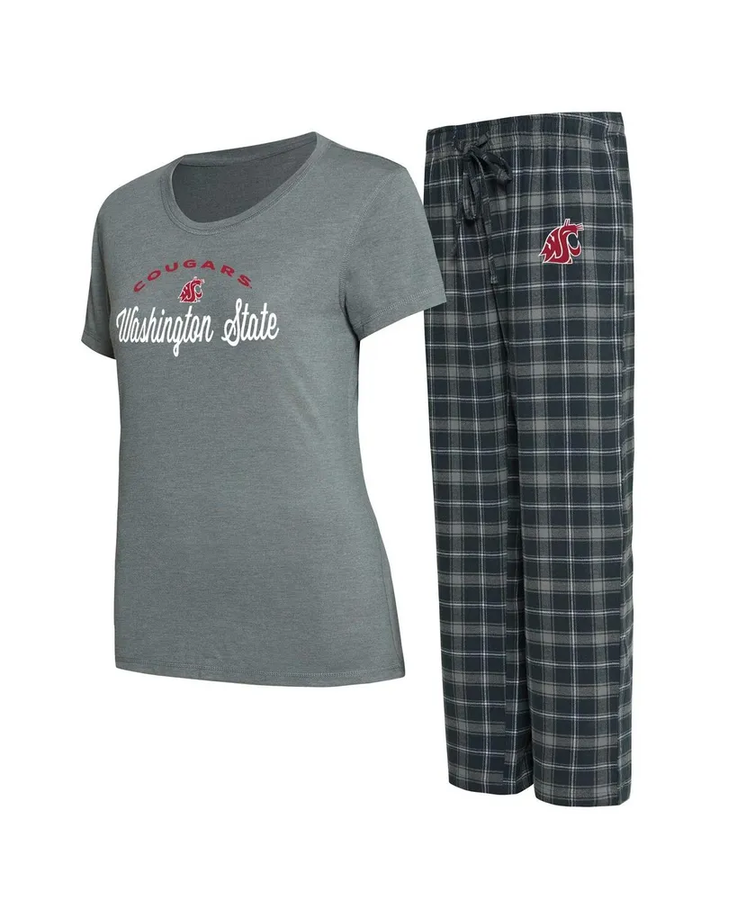 Women's Concepts Sport Charcoal, Gray Washington State Cougars Arctic  T-shirt and Flannel Pants Sleep Set