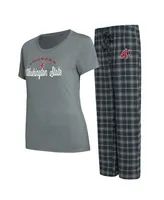 Women's Concepts Sport Charcoal, Gray Washington State Cougars Arctic T-shirt and Flannel Pants Sleep Set