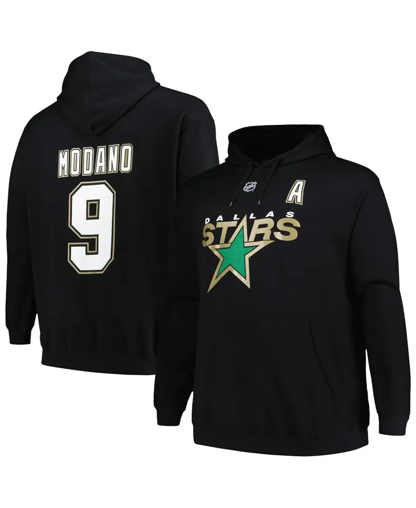 Men's Profile Mike Modano Black Dallas Stars Name and Number Pullover Hoodie