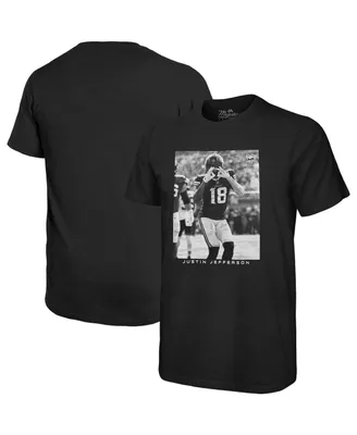 Men's Majestic Threads Justin Jefferson Black Minnesota Vikings Oversized Player Image T-shirt
