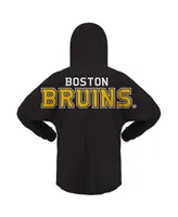 Women's Fanatics Black Boston Bruins Jersey Lace-Up V-Neck Long Sleeve Hoodie T-shirt