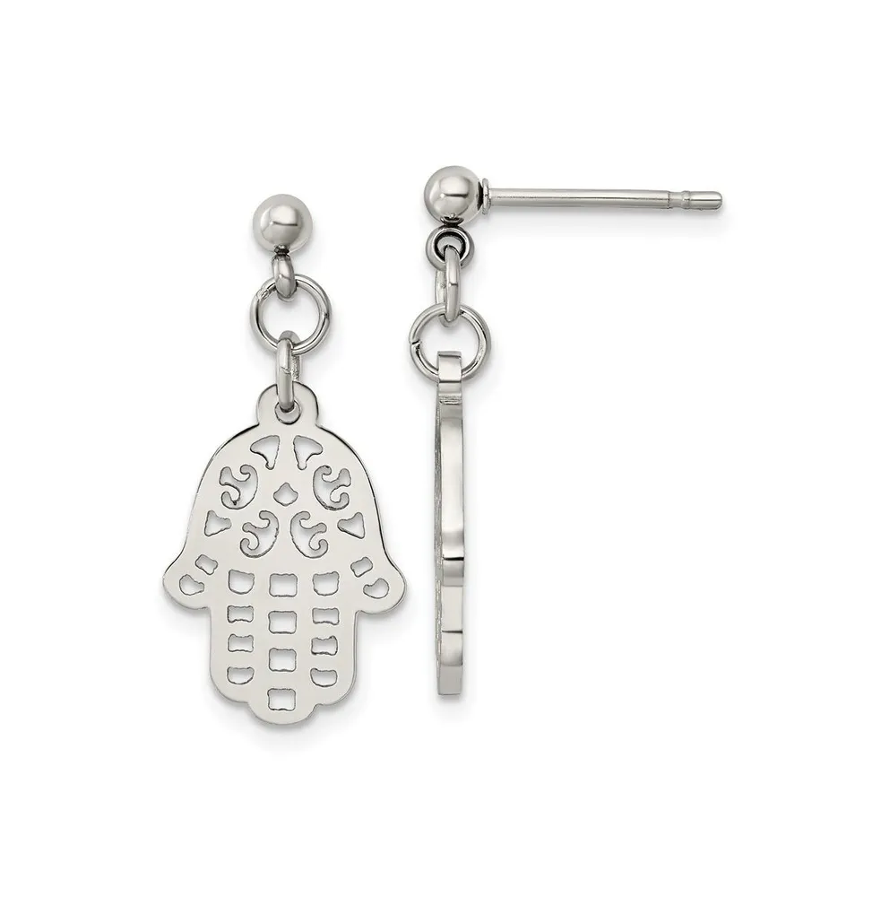 Chisel Stainless Steel Polished chamesh/Hamsa Dangle Earrings