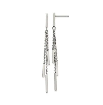 Chisel Stainless Steel Polished Bar Dangle Earrings