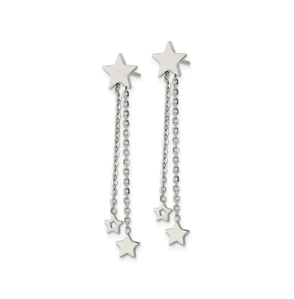 Chisel Stainless Steel Polished Stars Dangle Earrings