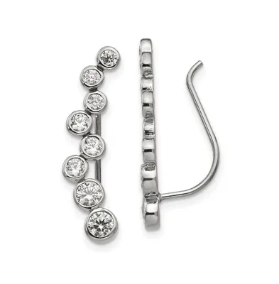 Chisel Stainless Steel Polished with Cz Ear Climbers