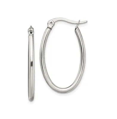 Chisel Stainless Steel Polished Diameter Oval Hoop Earrings