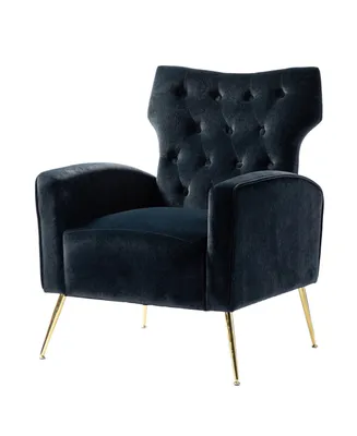 Hulala Home Modern Tufted Back Velvet Accent Chair for Living Room Bedroom
