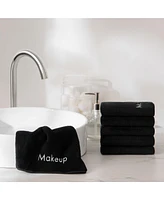 Makeup Remover Fingertip Towels (Pack of 6), Soft Coral Fleece Microfiber Washcloths for Make Up, Embroidered, 11 x 17 in.