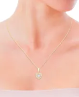 Diamond Heart Halo 18" Pendant Necklace (1/6 ct. t.w.) in 10k Two-Tone Gold