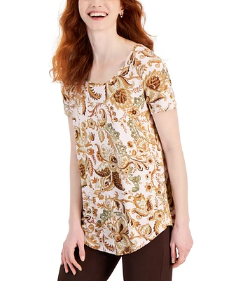 Jm Collection Petite Blooming Bounty Paisley Top, Created for Macy's