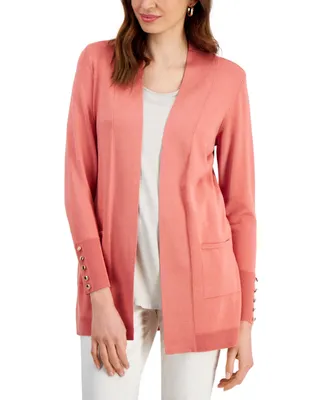 Jm Collection Women's Button-Sleeve Flyaway Cardigan