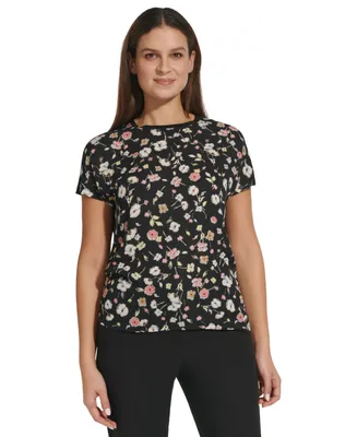 Tommy Hilfiger Women's Mixed-Media Floral-Print Top