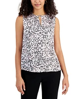 Kasper Women's Abstract-Print Sleeveless Keyhole Blouse