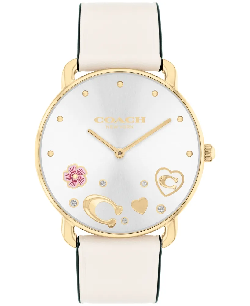 Coach Women's Elliot Chalk Leather Strap Watch 36mm