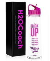 H2OCOACH - Drink Up - Motivational Fitness Workout Sports Water Bottle with Time Marker - 30 oz