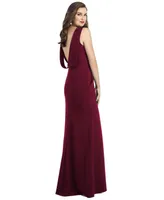 Women's Draped Backless Crepe Dress with Pockets