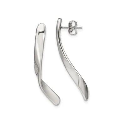 Chisel Stainless Steel Polished Twisted Earrings
