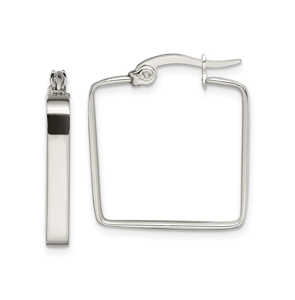 Chisel Stainless Steel Polished Square Hoop Earrings