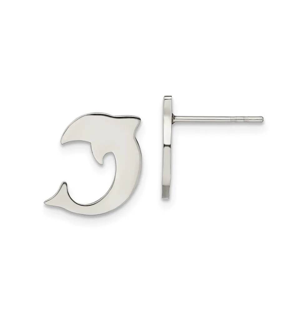 Chisel stainless Steel Polished Dolphin Earrings